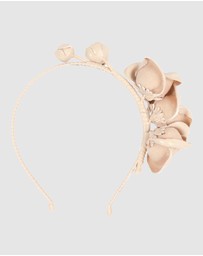Max Alexander - Nude Leather Flowers Headband