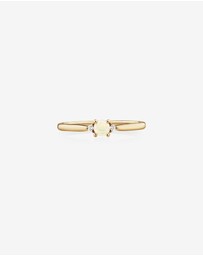 Michael Hill - 3 Stone Ring with Opal & Diamonds in 10kt Yellow Gold