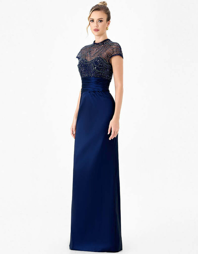 Bariano - Veena Sheer Illusion Gown
