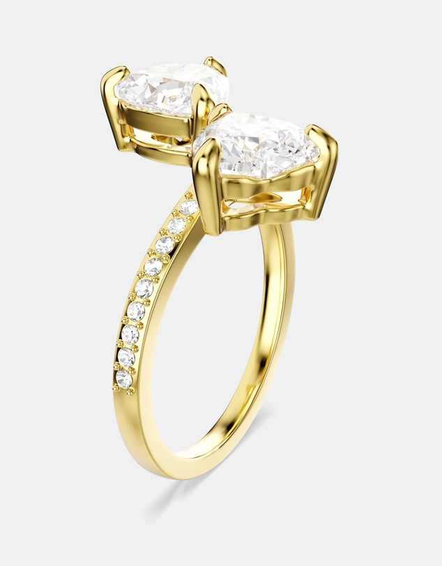 Swarovski - Mesmera Open Ring, Heart Cut, Pavé, White, 18K Gold Finish