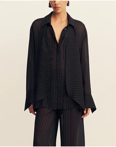Shona Joy - Irving Polka Dot Sheer Shirt