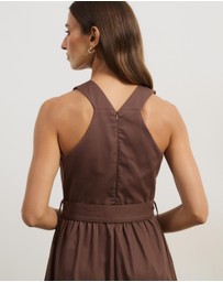 Atmos&Here - Ada Cotton Twill V-Neck Midi Dress