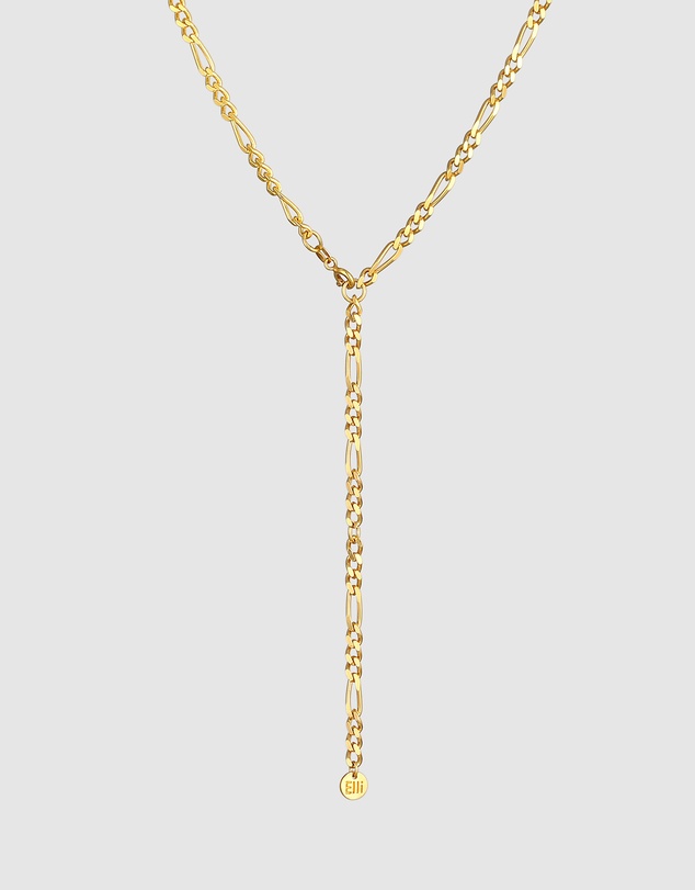 Elli Jewelry - Necklace Y-Chain Basic Minimalist Elegant in 925 Sterling Silver Gold Plated