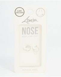 Lovisa - Surgical Steel Cubic Zirconia Nose Rings 2-Pack