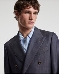 Calibre - Wool Denim Double-Breasted Suit Jacket Navy