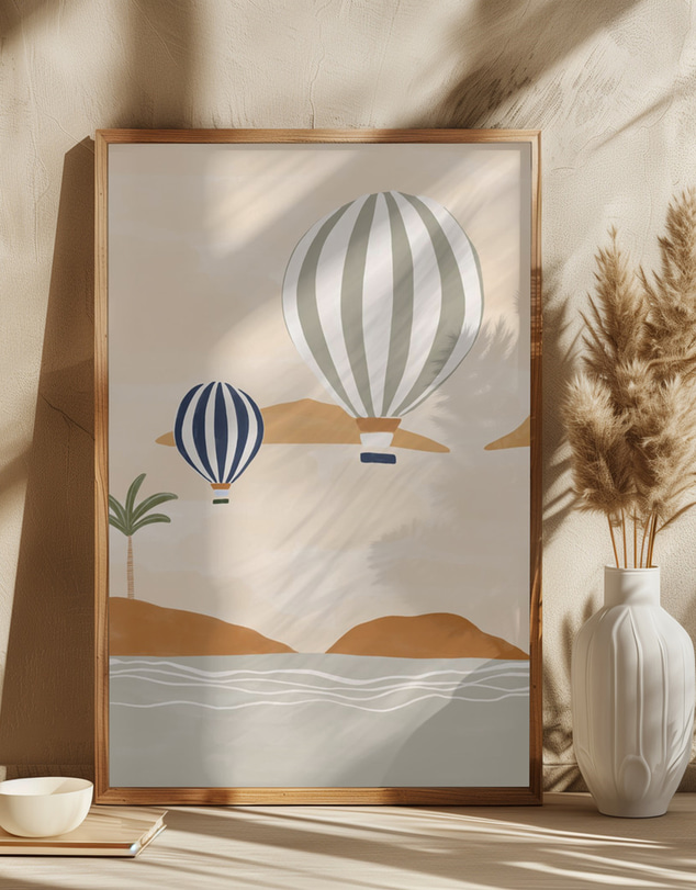 Olive et Oriel - Airballoons In Dessert by Ivy Green Illustrations Art Print