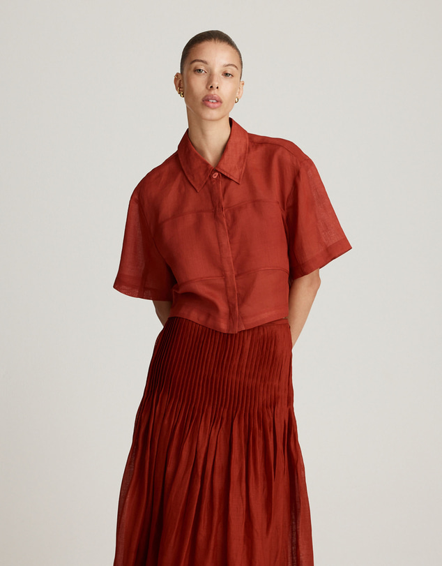 Mattir - Aire Ramie Crop Cherry