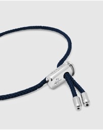 Nialaya Jewellery - Men's Navy Blue String Bracelet with Adjustable Silver Lock