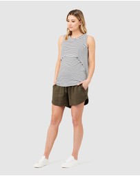 Ripe Maternity - Byron Shirred Linen Shorts