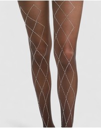 High Heel Jungle - Richie Diamond Crystal Tights - Black/ Crystal