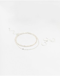 Lovisa - Silver Dumbell Anklet & Toe Rings Set