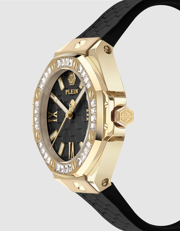 Philipp Plein - Plein Lady Royal - Gold-tone 39mm Black dial with baguette-cut crystals