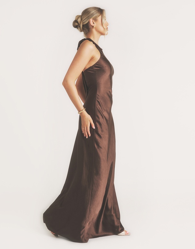 Six Stories - Racer Neck Satin Bridesmaid Dress