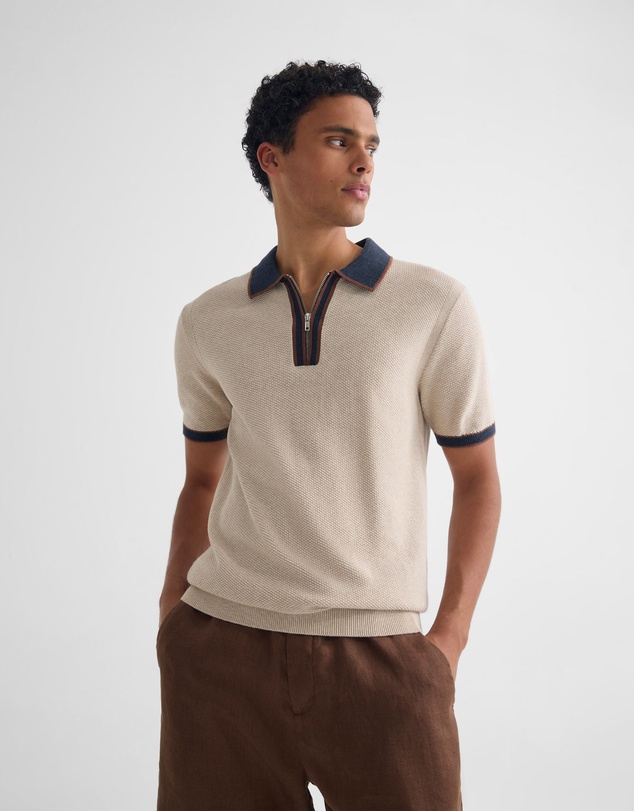 Oxford - Holden Zip Neck Knitted Polo