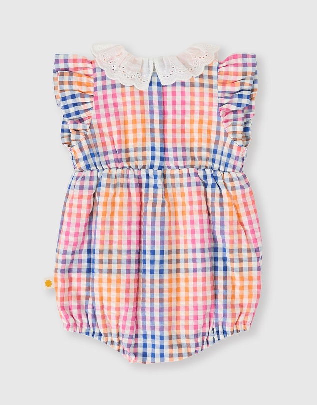 Goldie + Ace - Rainbow Gingham Lani Smocked Romper - Babies