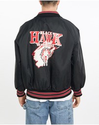 Vintage by The Real Deal - Pre Loved - Vintage 90s Black Hawk Warriors Bomber Jacket