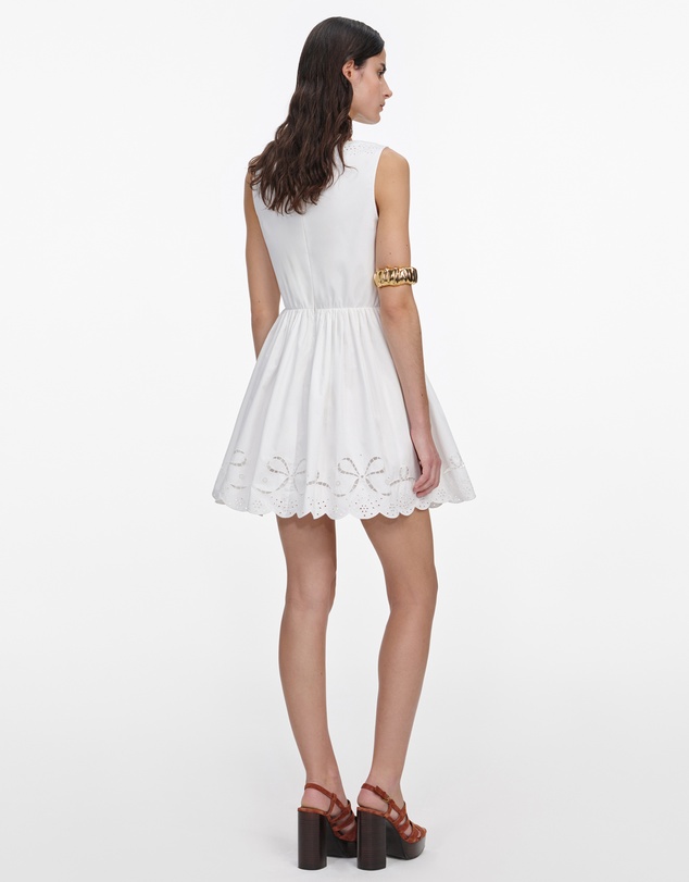 Self Portrait - Cotton Embroidered Mini Dress