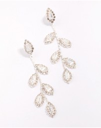 Lovisa - Silver Diamante Leaf Drop Earrings