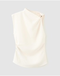 M.N.G - Asymmetrical Blouse With Metallic Detail