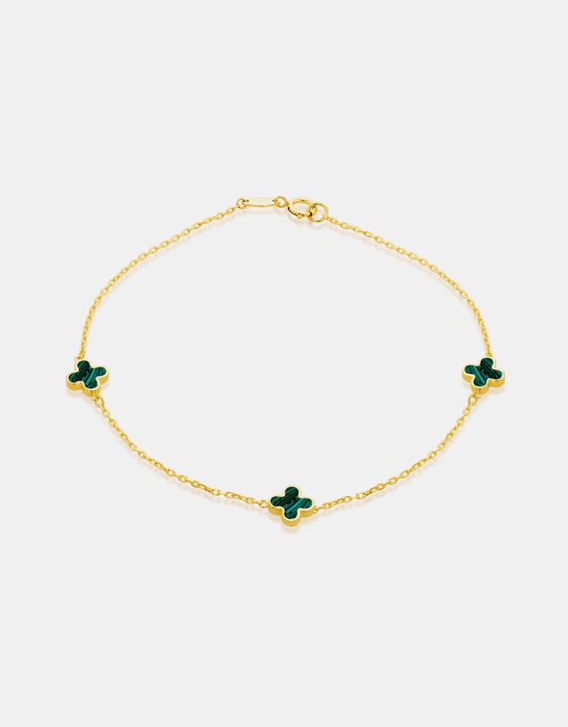 Zoe Olivia - 9K Gold Malachite Petal Bracelet