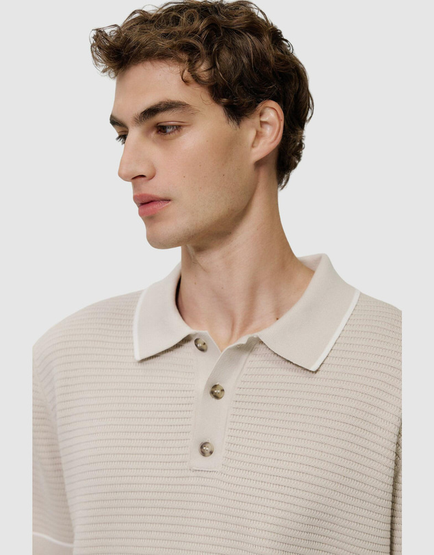 Trenery - Textured Cotton Tipped Knit Polo