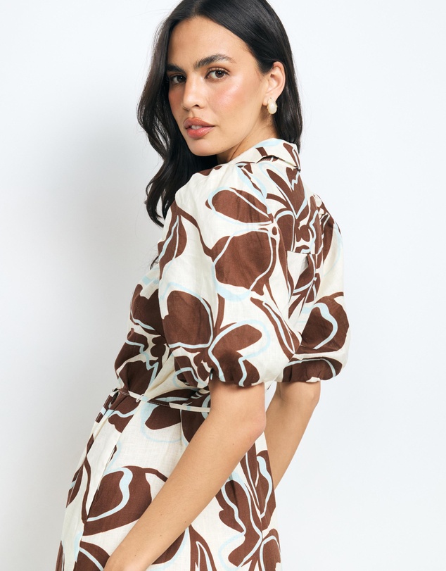 AERE - Nela Linen Midi Shirt Dress
