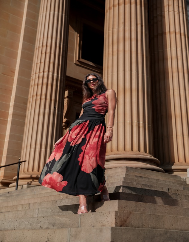 Esther & Co - Balayage Dress - Black Floral