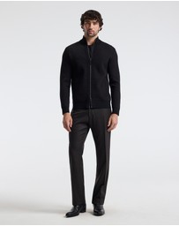 Calibre - Geometric Jacquard Cardigan Chocolate
