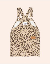 Huxbaby - Very Cherry Leopard Print Denim Jumper Dress - Babies