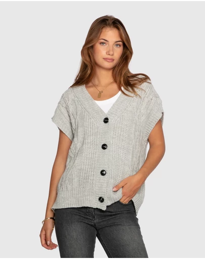 Belle & Bloom - Rosette Oversized Knitted Vest