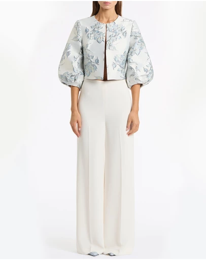 Carla Zampatti - Ivory Crepe High Waisted Wide Leg Pant