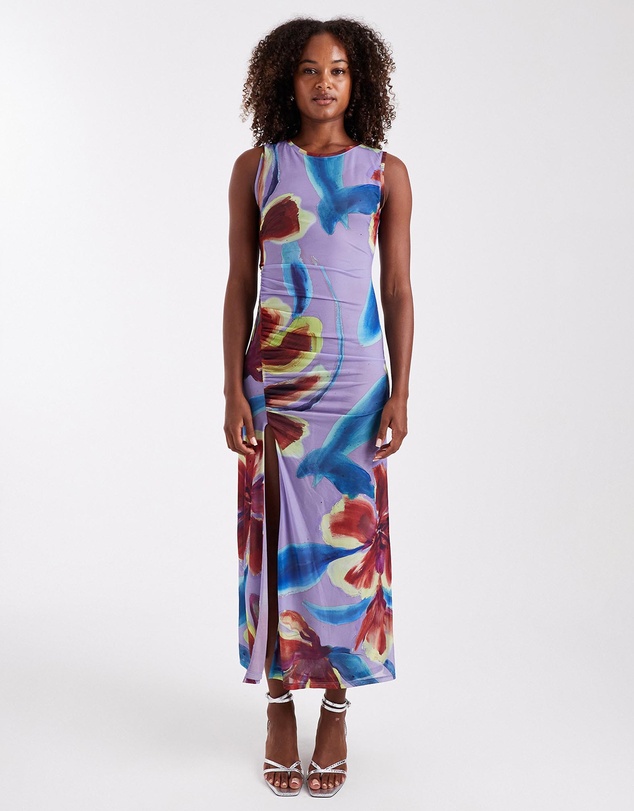 TOPSHOP - Mary Mesh Ruched Maxi Dress