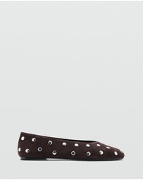 M.N.G - Suede Studded Ballet Flats
