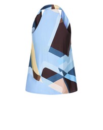 City Chic - Plus size Chloe Abstract Print Cowl Neck Top - blue