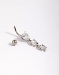 Lovisa - Titanium Pear Drop Belly Bar