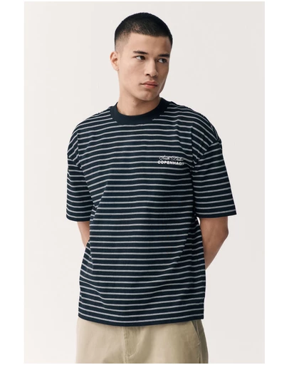 NEXT - Relaxed Fit Stripe Heavyweight 100% Cotton T-Shirt