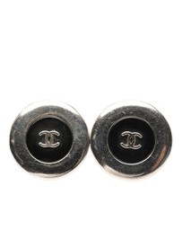 Pre-Loved by Azura Reborn - Pre-Loved Silver Plated Resin CC Round Button Clip On Earrings