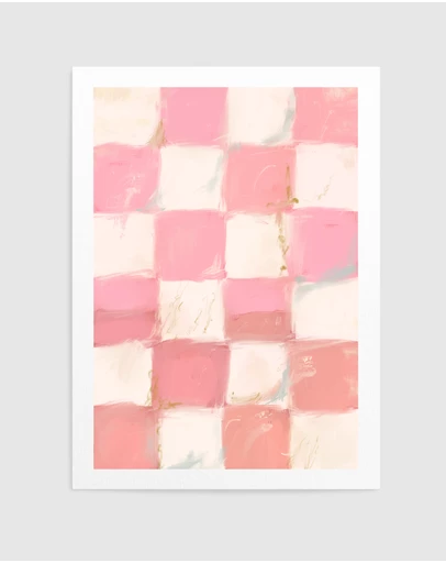 Olive et Oriel - Pinkchecks by Treechild Art Print