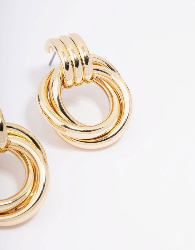 Lovisa - Gold Plated Circular Drop Stud Earrings