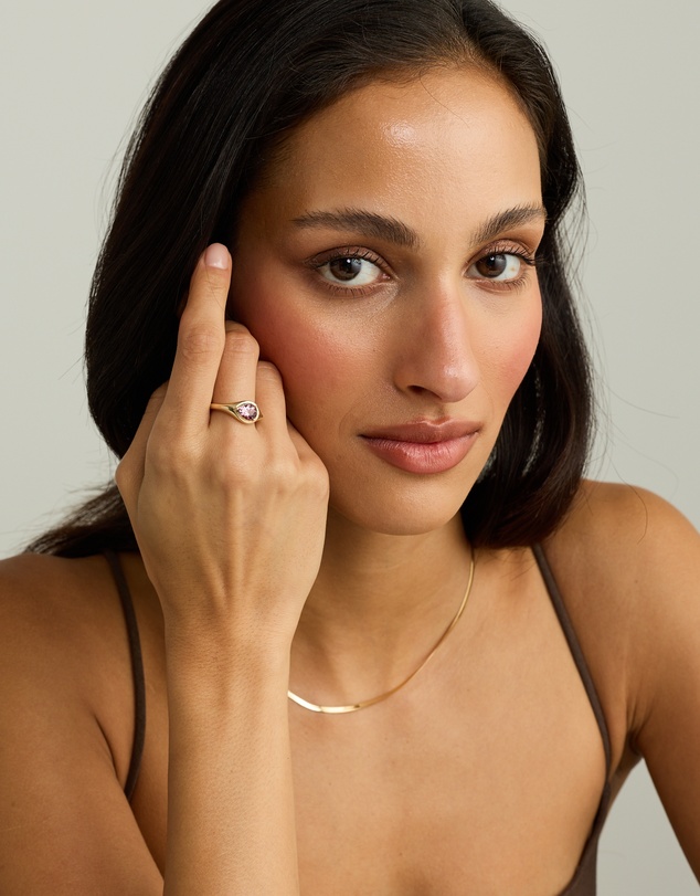 Michael Hill - Pear Cut Blush Pink Tourmaline East-to-West Set Ring in 10kt Yellow Gold
