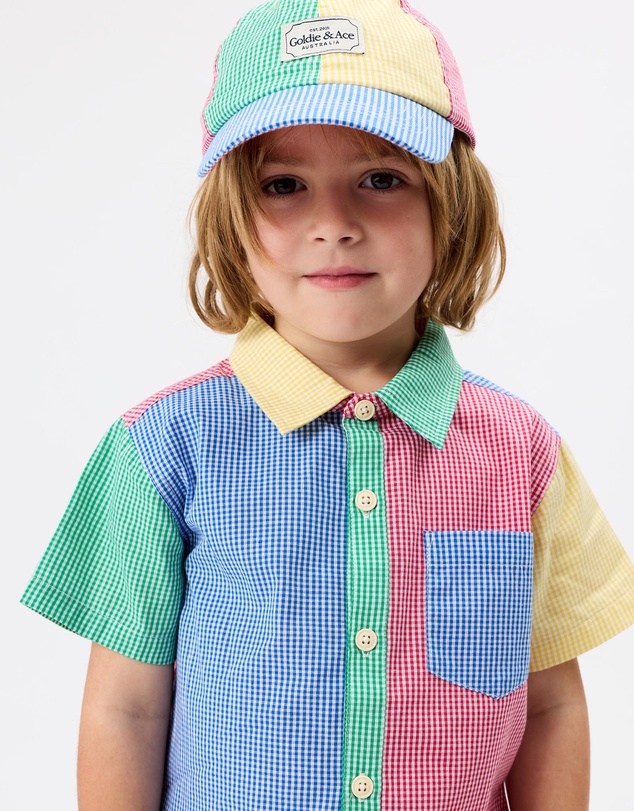 Goldie + Ace - Gingham Colour Block Holiday Shirt - Babies-Kids