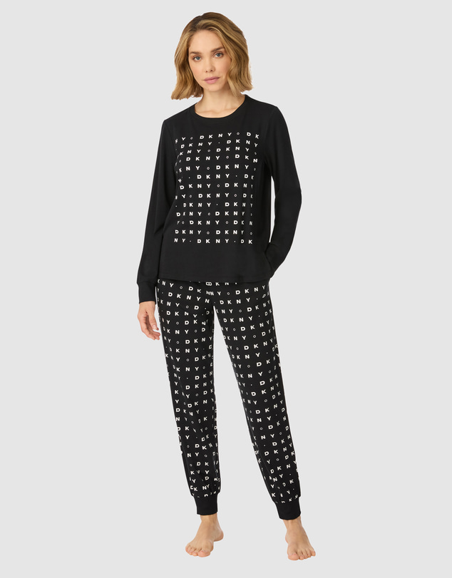 DKNY - Cotton & Viscose Jersey Long Sleeve Top & Jogger Pyjama Set