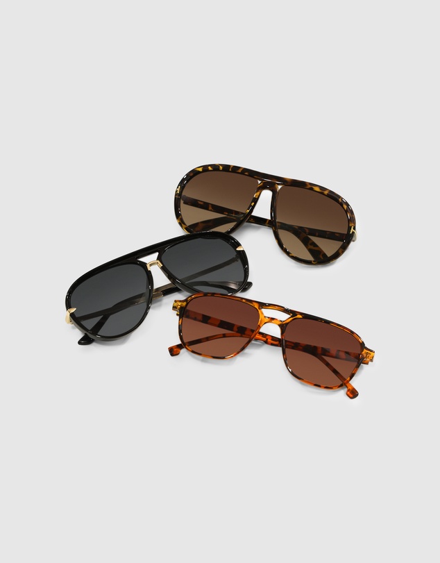 Belle & Bloom - Undercurrent Oversized Aviator Sunglasses - Mosaic Tort