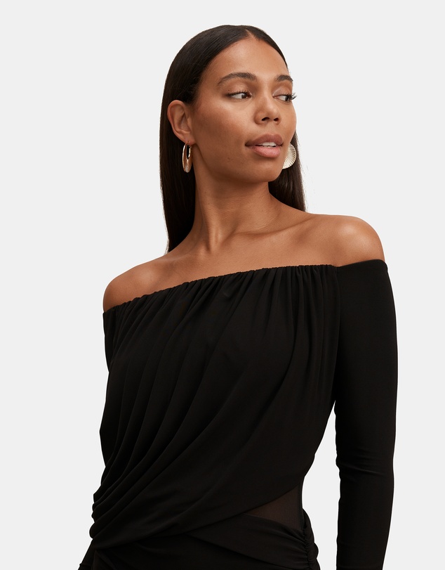 Forever New - Belinda Bardot Neck Draped Maxi Dress