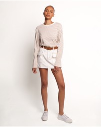 Petal & Pup - Ruva Long Sleeve Tee - Beige White Stripe