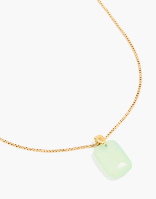 Lovisa - Waterproof Gold Plated Stainless Steel Mint Green Semi Precious Stone Pendant Necklace