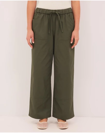 Calli - Panelled Cotton Wide Leg Twill Pants