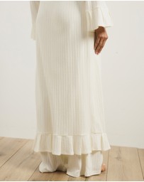 Atmos&Here - Melody Pointelle Wrap Robe With Frill Hem