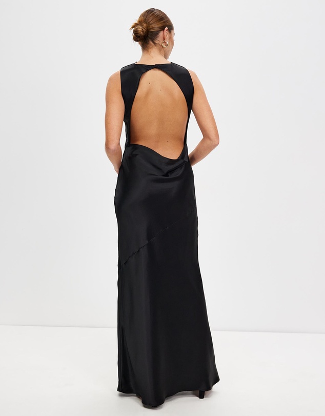 Third Form - Satin Bias Cowl Back Maxi Dress