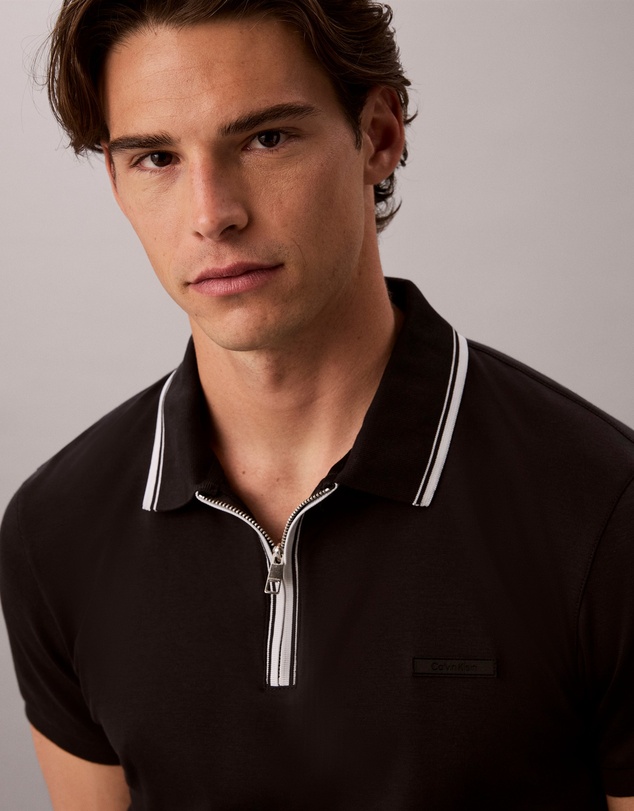 Calvin Klein - Slim Cotton Zip Polo Shirt